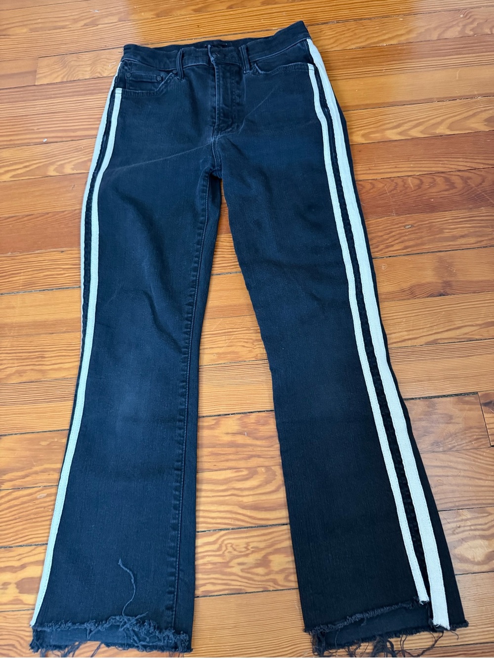 MOTHER Denim THE INSIDER CROP STEP FRAY Kick Flare Jeans-Guilty Racer-Size 25